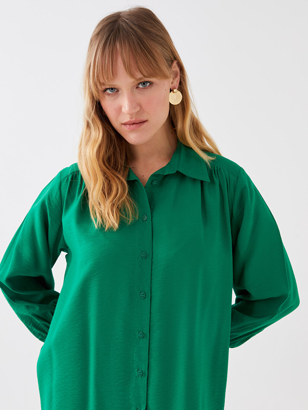 Plain Long Sleeve Oversize Women's Shirt Tunic-3