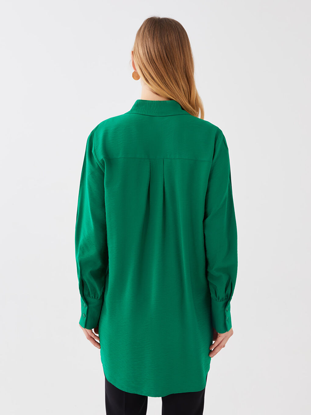 Plain Long Sleeve Oversize Women's Shirt Tunic-9