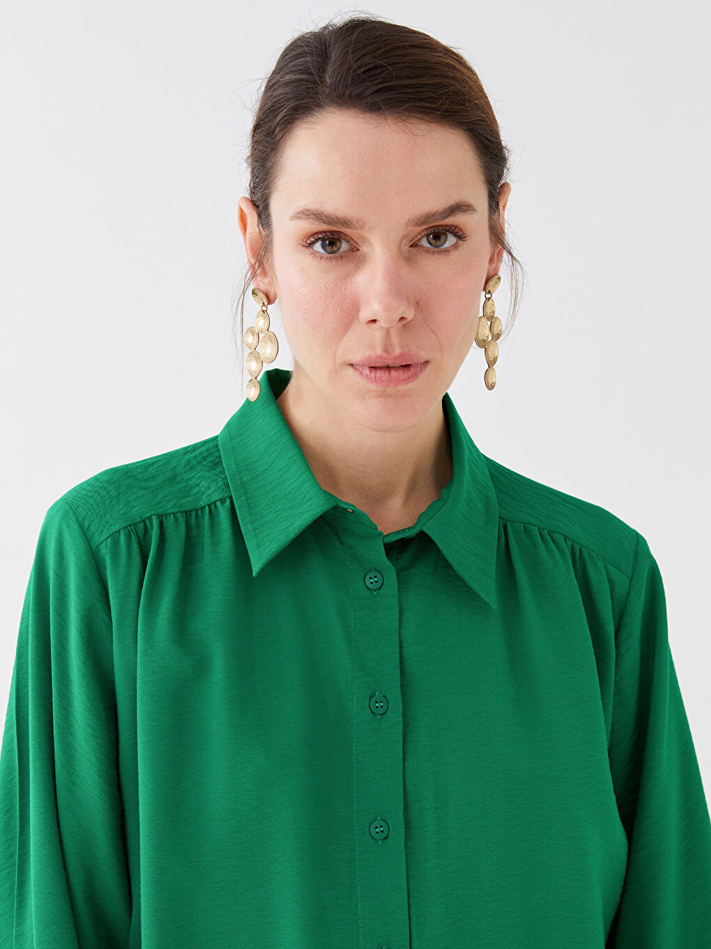 Plain Long Sleeve Oversize Women's Shirt Tunic-2