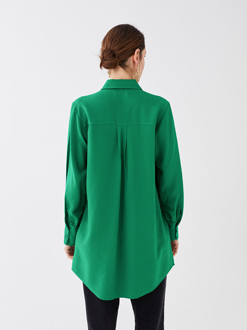 Plain Long Sleeve Oversize Women's Shirt Tunic-8