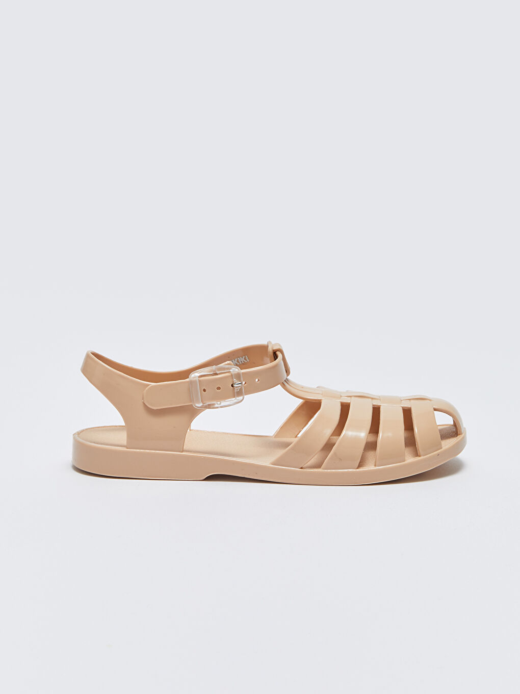 Bej Bant Detaylı Tokalı Kadın Sandalet-1