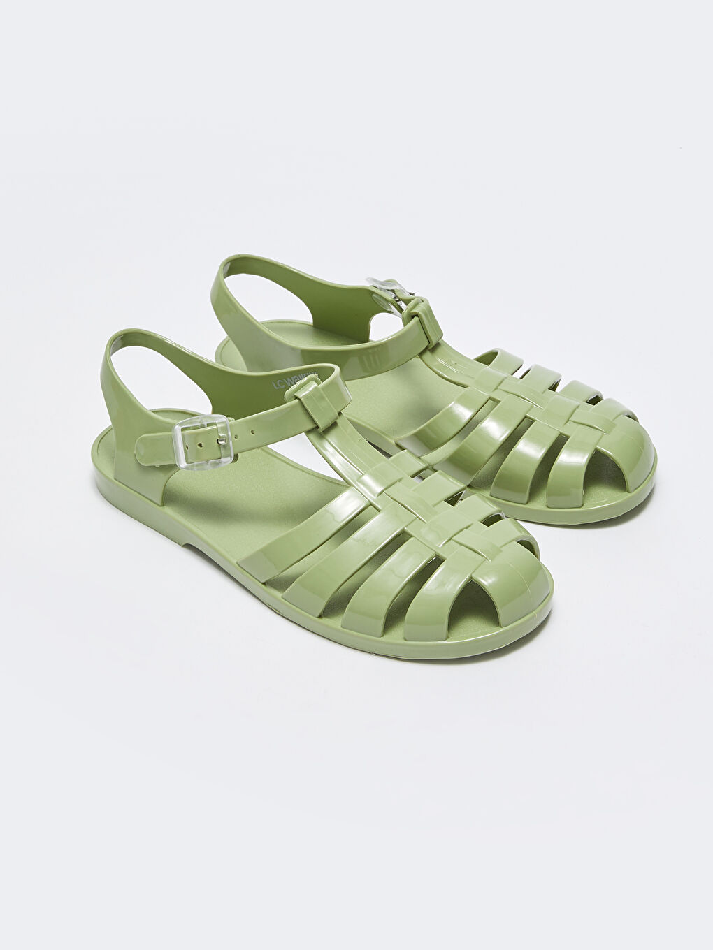 Yeşil Bant Detaylı Tokalı Kadın Sandalet