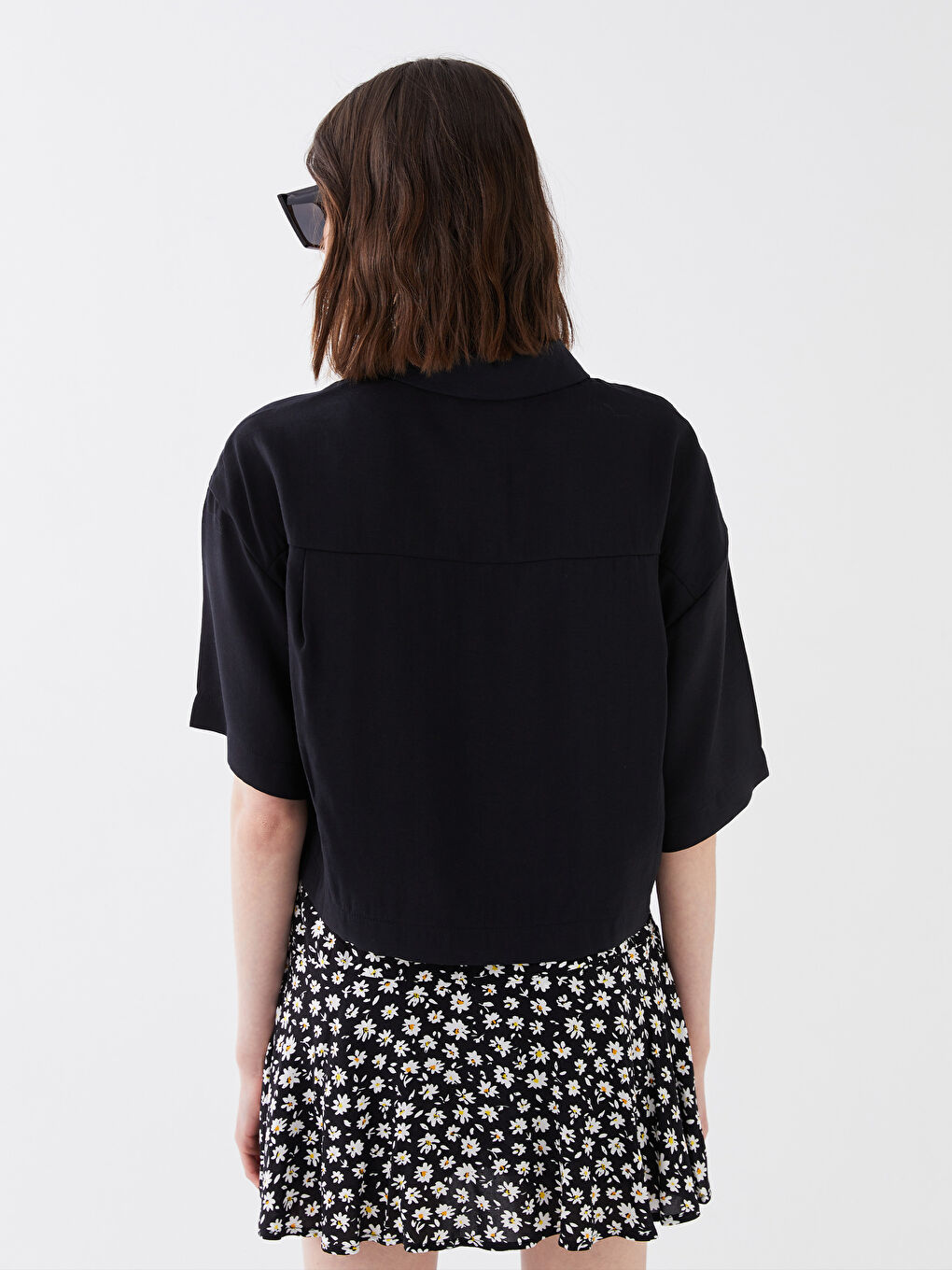XSIDE Pocket Detailed Short Sleeve Women's Crop Shirt -S3FK29Z8-CVL