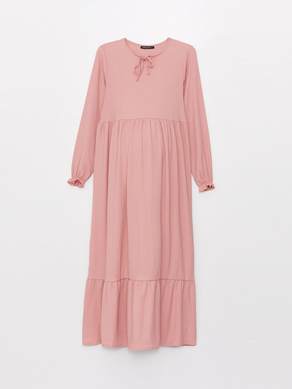 Robe de maternité unie à manches longues avec col lavallière