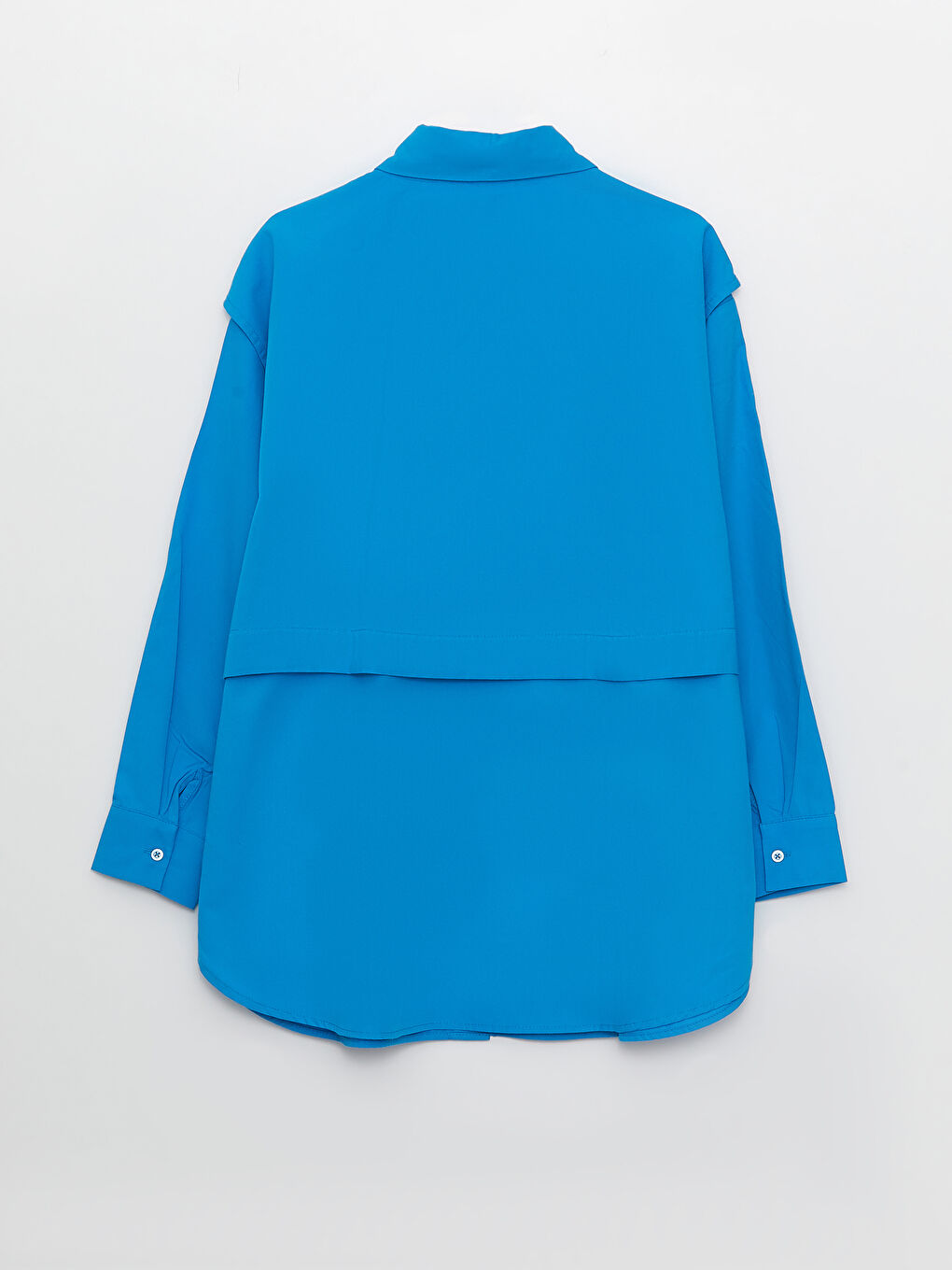 Однотонная рубашка-туника из поплина с длинным рукавом оверсайз для женщин-6