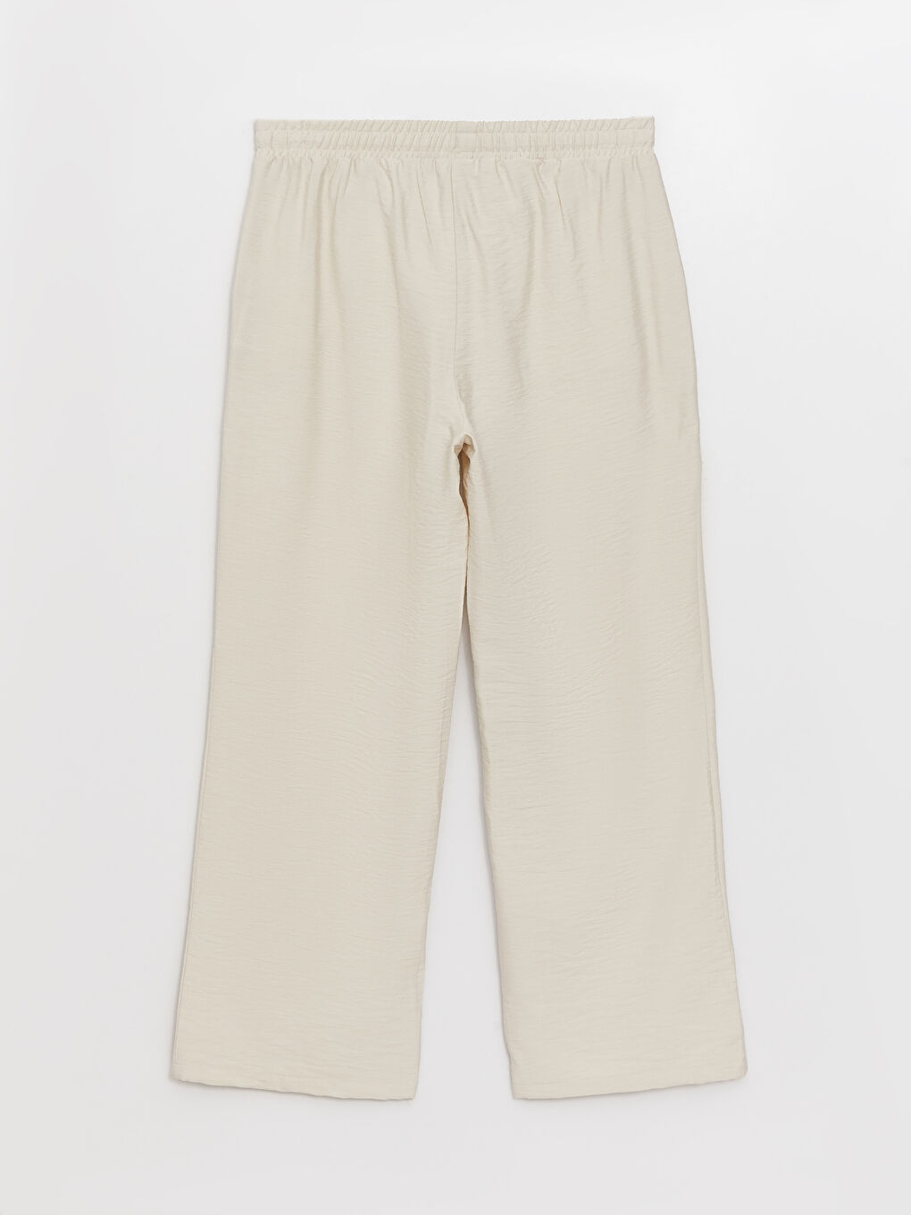 Bej Beli Lastikli Düz Geniş Paça Hamile Pantolon-6