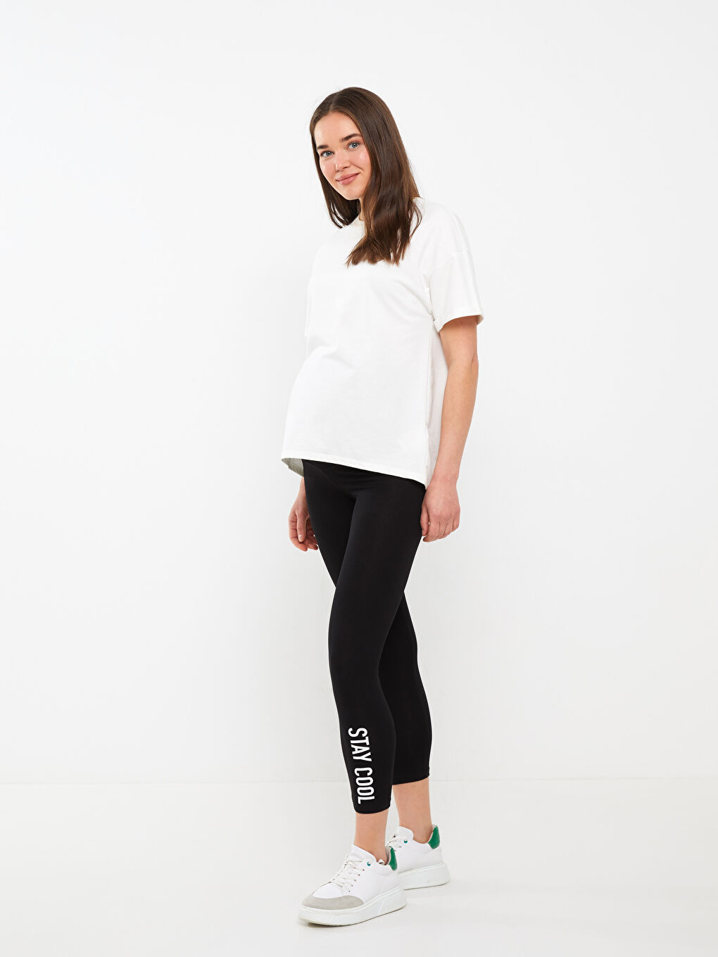 LCWAIKIKI Maternity Siyah Beli Lastikli Baskılı Hamile Tayt
