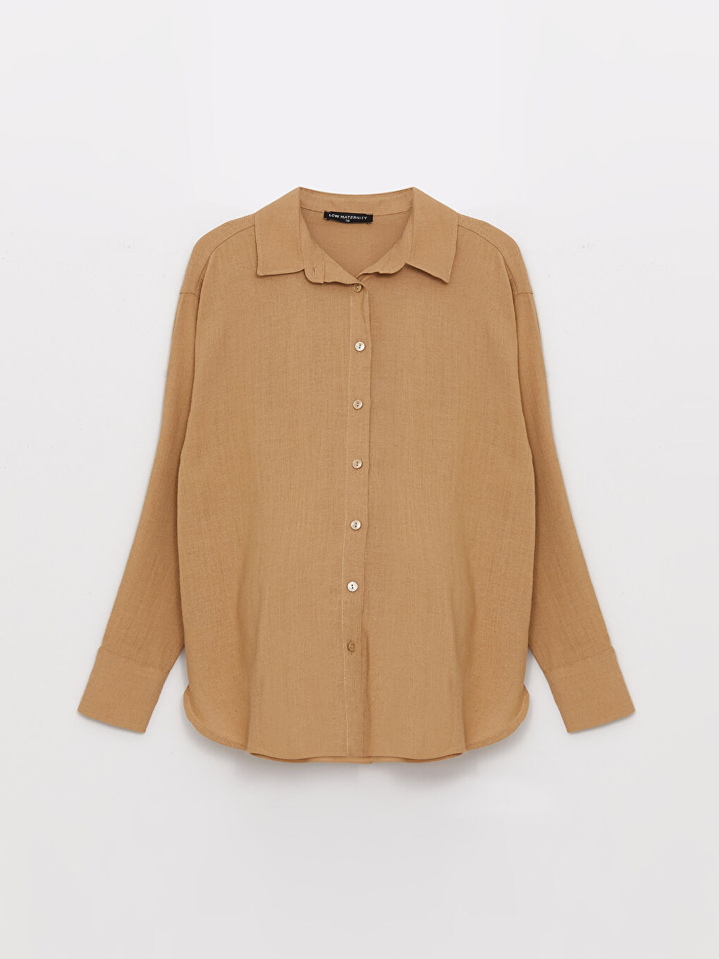 Plain Long Sleeve Linen Blend Maternity Shirt -S3FK51Z8-V50