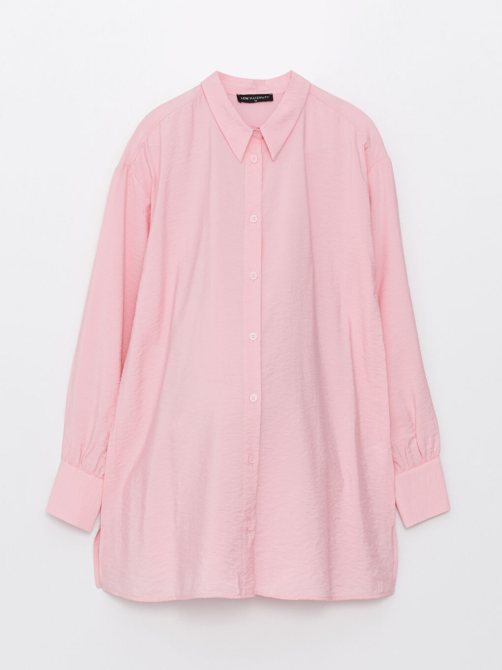 Tunique Chemise Maternité en Popeline à Manches Longues Unie-5