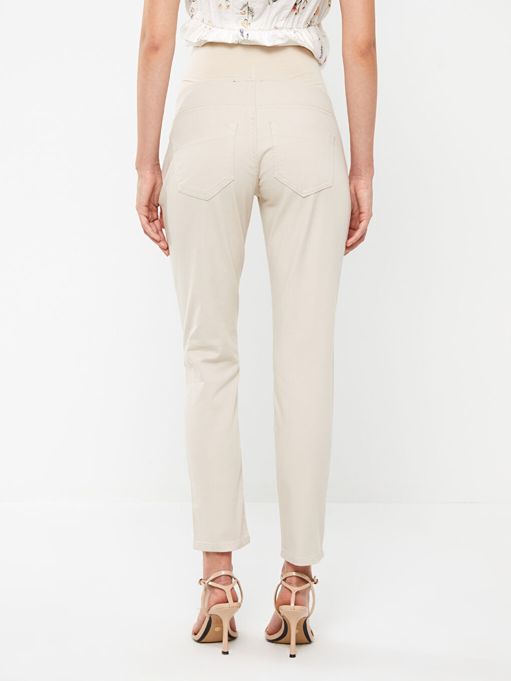 Bej Karın Panelli Slim Mom Hamile Jean Pantolon-3