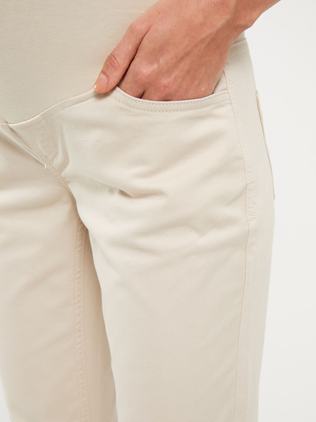 Bej Karın Panelli Slim Mom Hamile Jean Pantolon-4