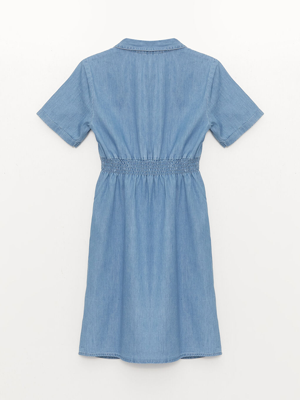 LCWAIKIKI Maternity Collared Neck Plain Short Sleeve Maternity Denim Dress -S3FK62Z8-507