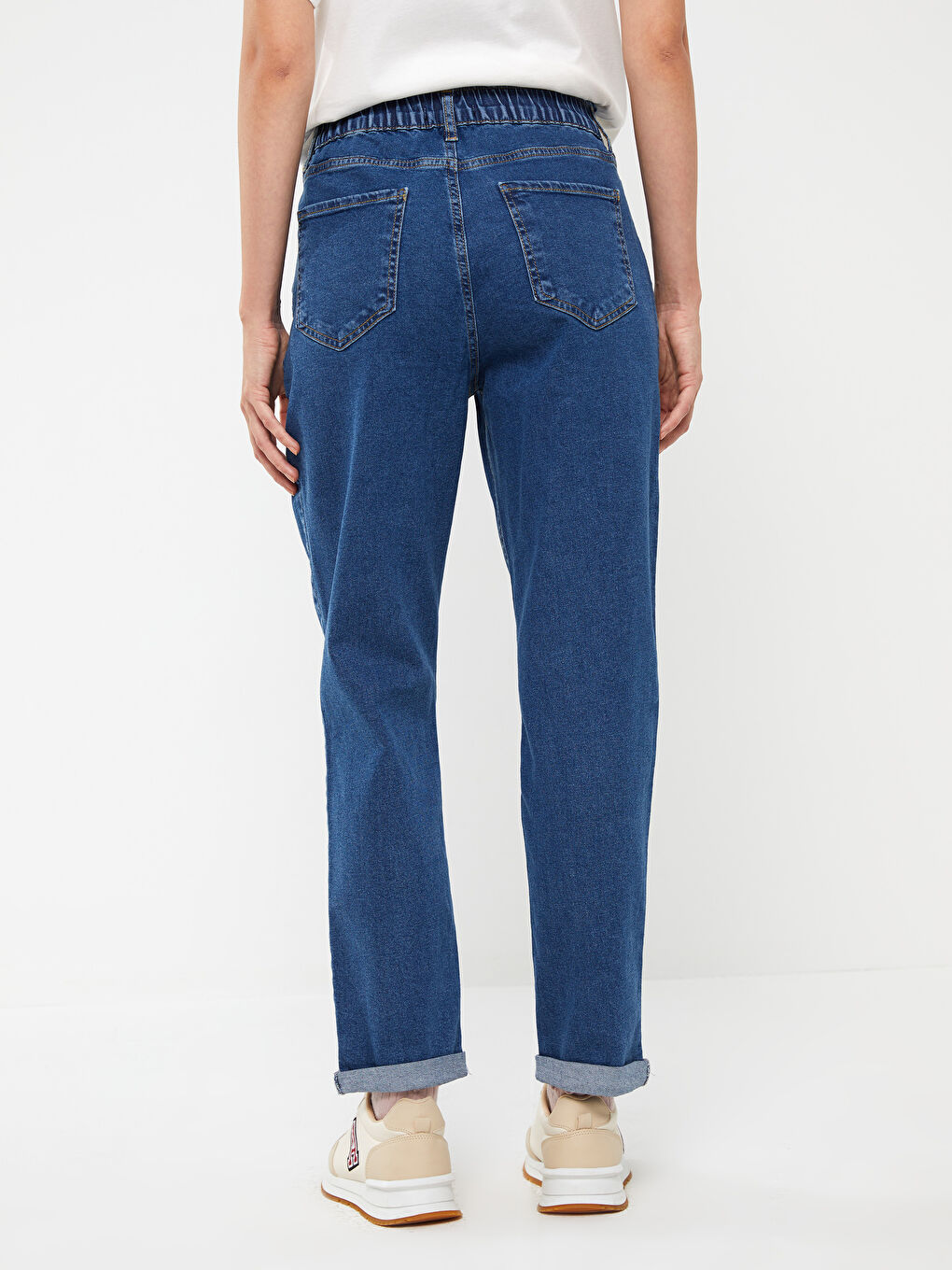 İndigo Beli Lastikli Harem Fit Hamile Jean Pantolon-3