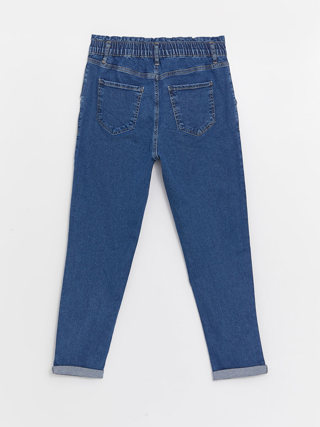 İndigo Beli Lastikli Harem Fit Hamile Jean Pantolon-6