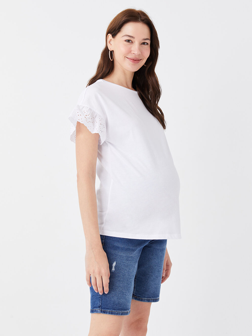 LCWAIKIKI Maternity Orta İndigo Rodeo Karın Panelli Standart Fit Hamile Jean Şort - 1