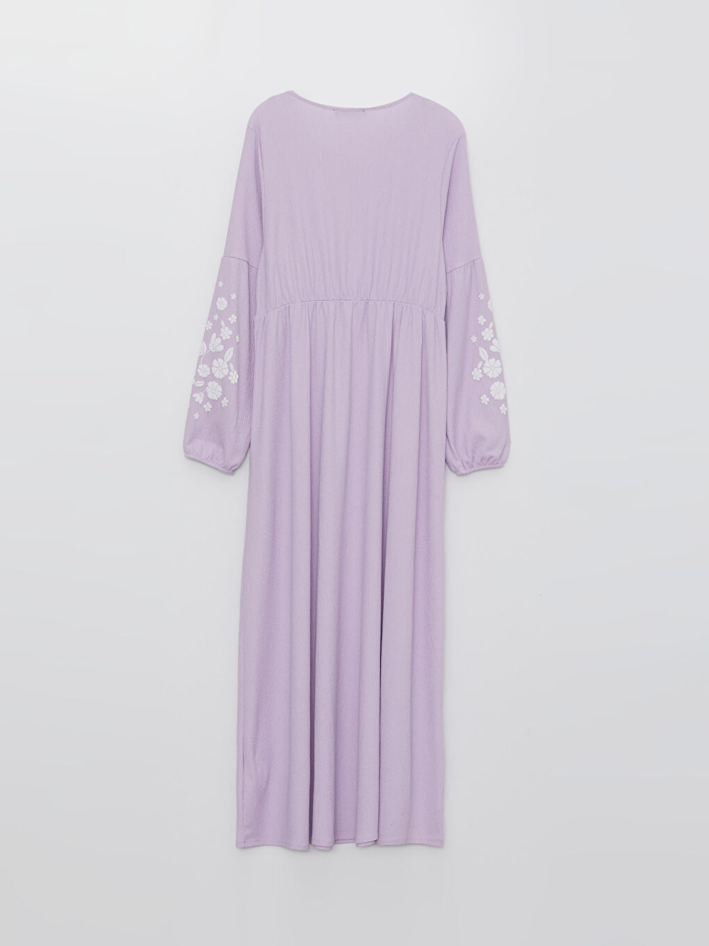 فستان حمل بياقة مربوطة كم طويل كِشكِش سادة-6