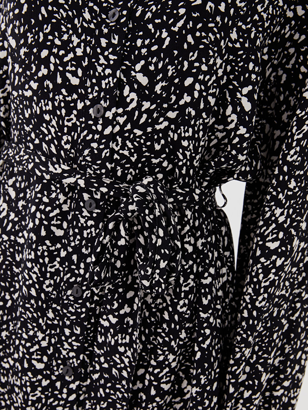 Patterned Long Sleeve Women's Shirt Dress-3