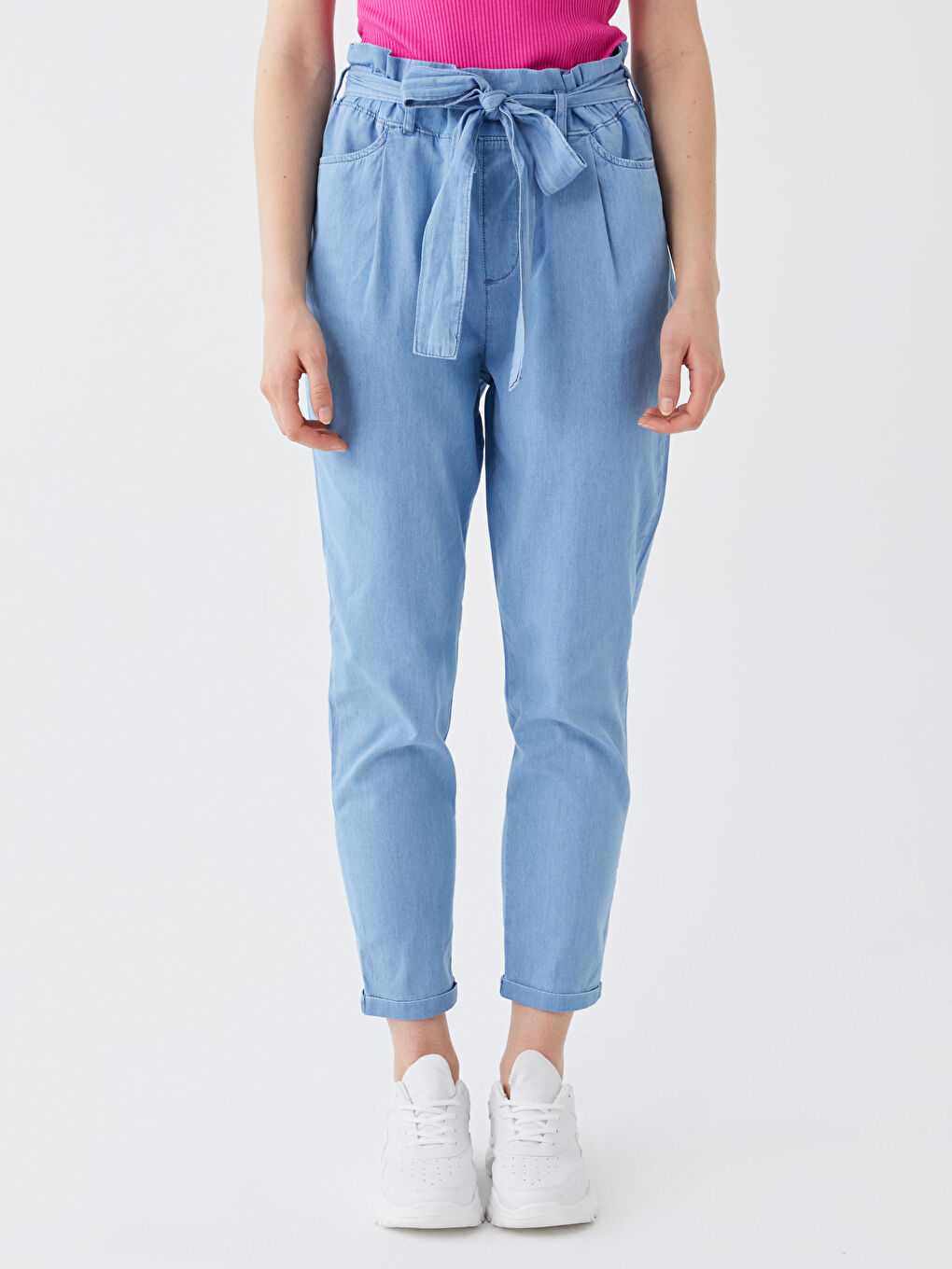 Elastic Waist Paperbag Women's Jeans-2