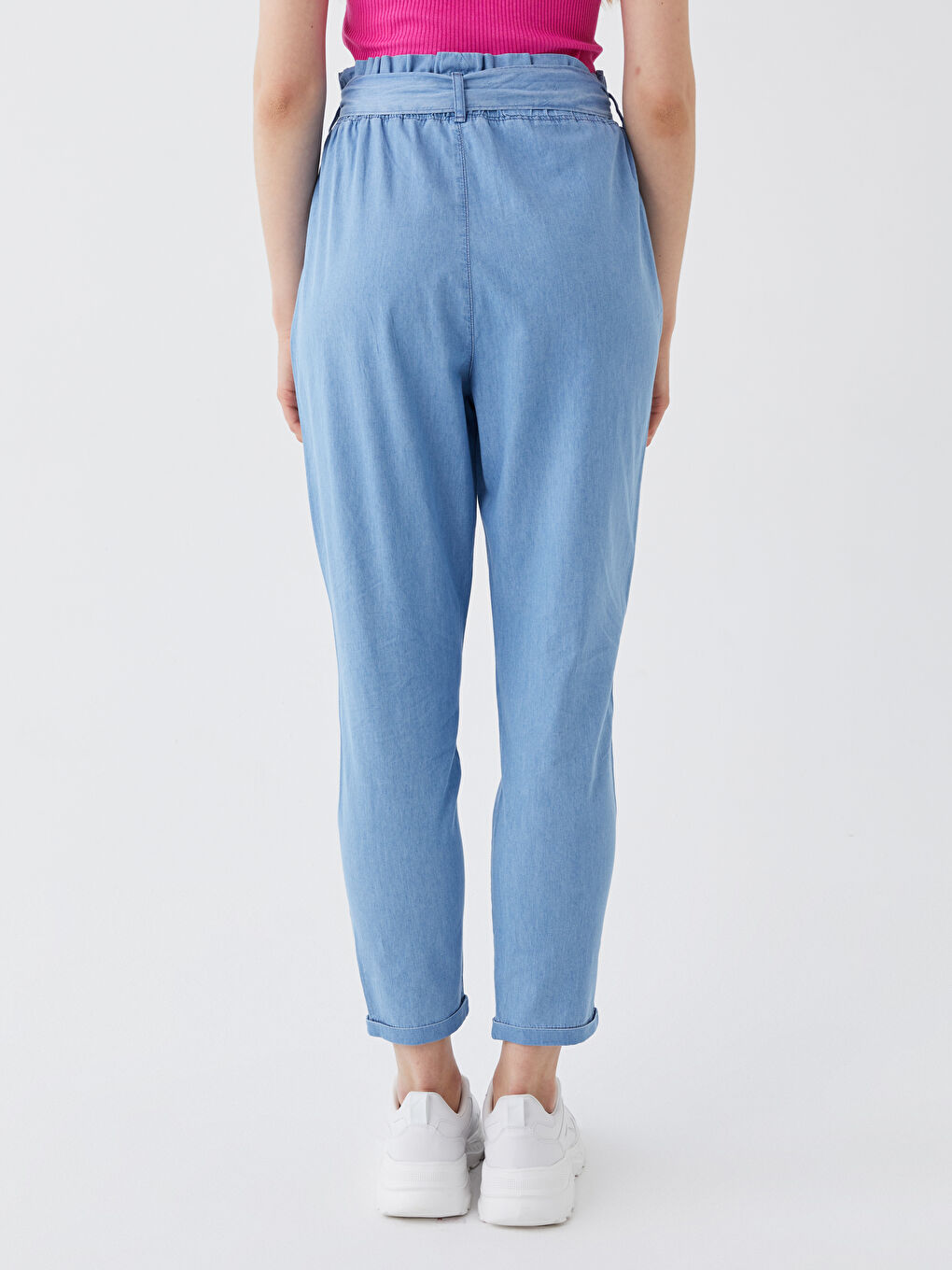 Elastic Waist Paperbag Women's Jeans-4