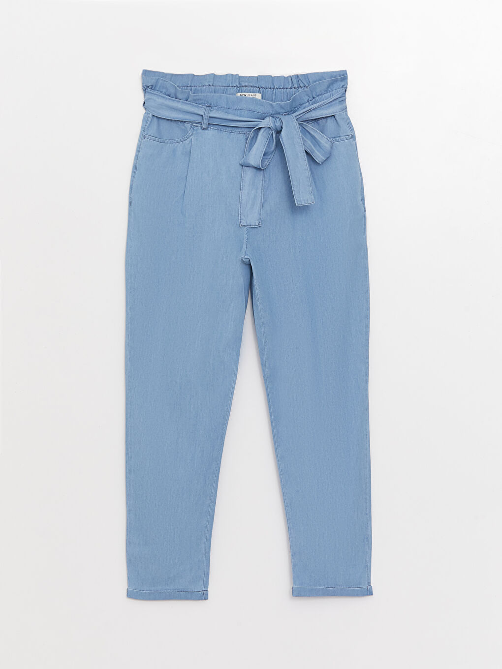 Elastic Waist Paperbag Women's Jeans-5