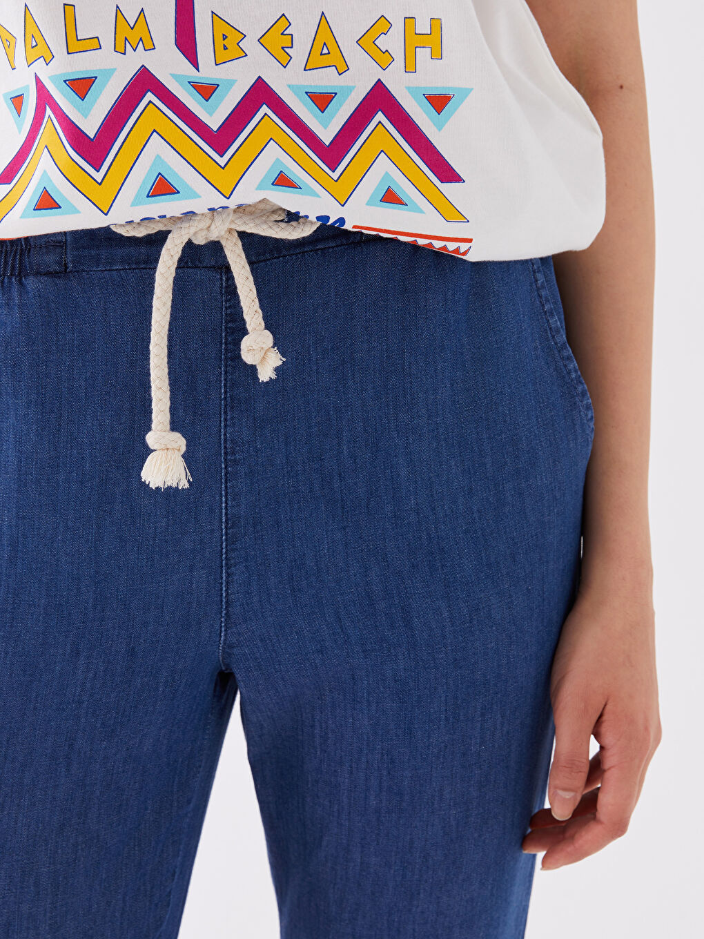 Elasticated Waist Slouchy Fit Women's Jeans-2