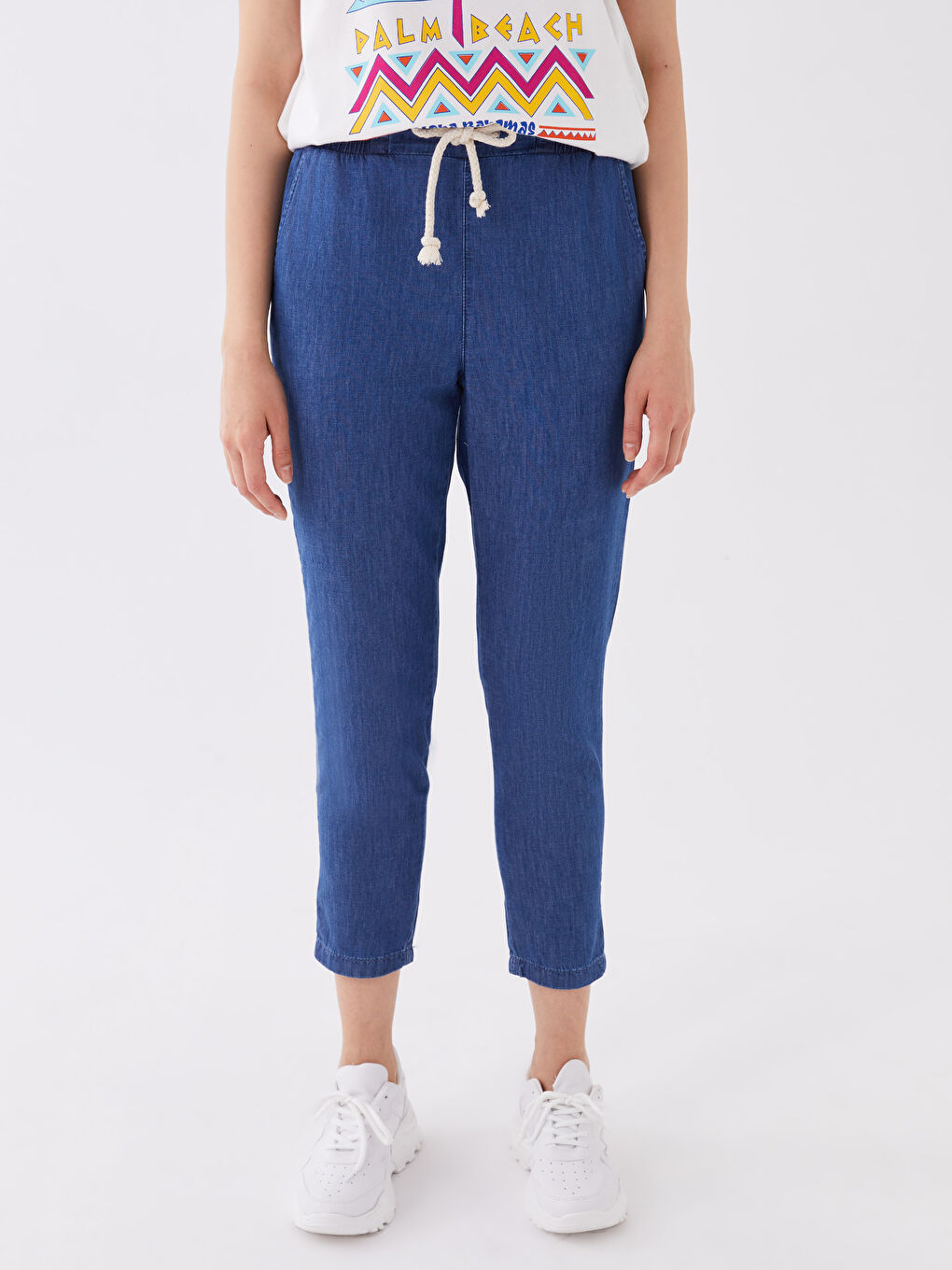 Elasticated Waist Slouchy Fit Women's Jeans-3