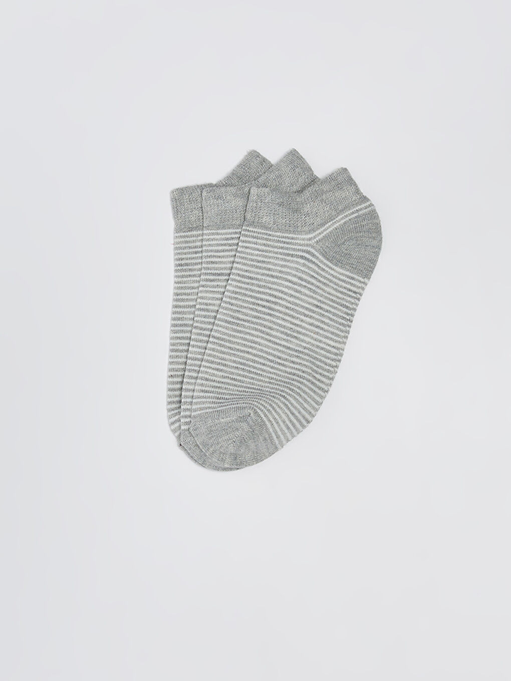 Gri Çizgili Erkek Çocuk Patik Çorap 3'lü-1