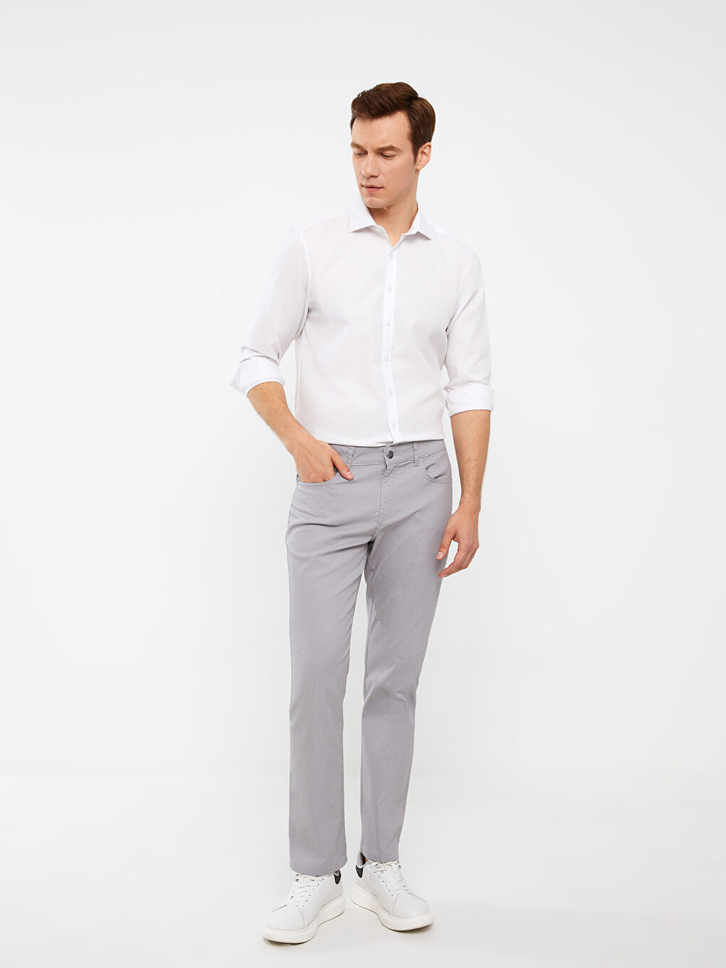 بنطلون قماش دوبي بقصة عادية للرجال-2