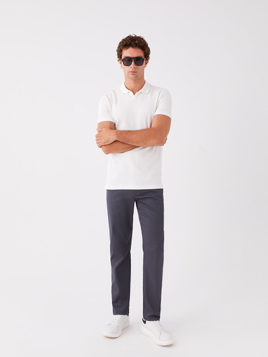 Lacivert Standart Kalıp Armürlü Erkek Pantolon