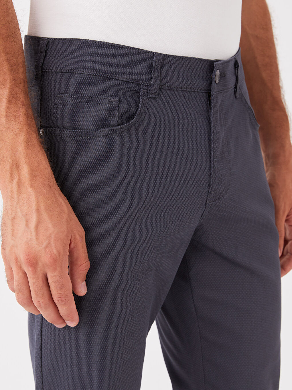 Lacivert Standart Kalıp Armürlü Erkek Pantolon-1