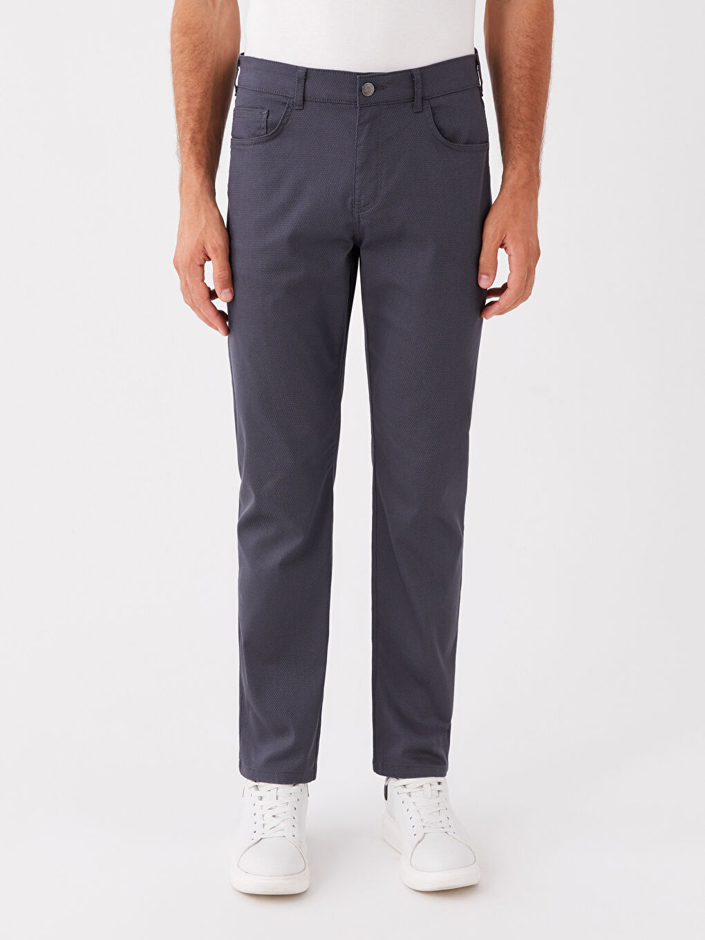 Lacivert Standart Kalıp Armürlü Erkek Pantolon-2