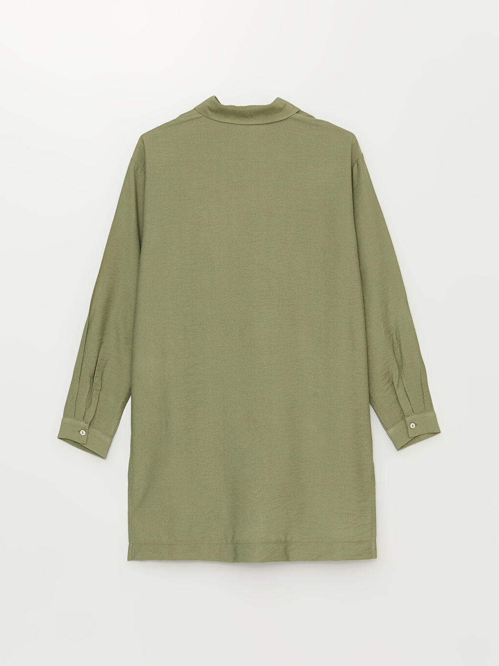 Haki Düz Uzun Kollu Kadın Gömlek Tunik-6