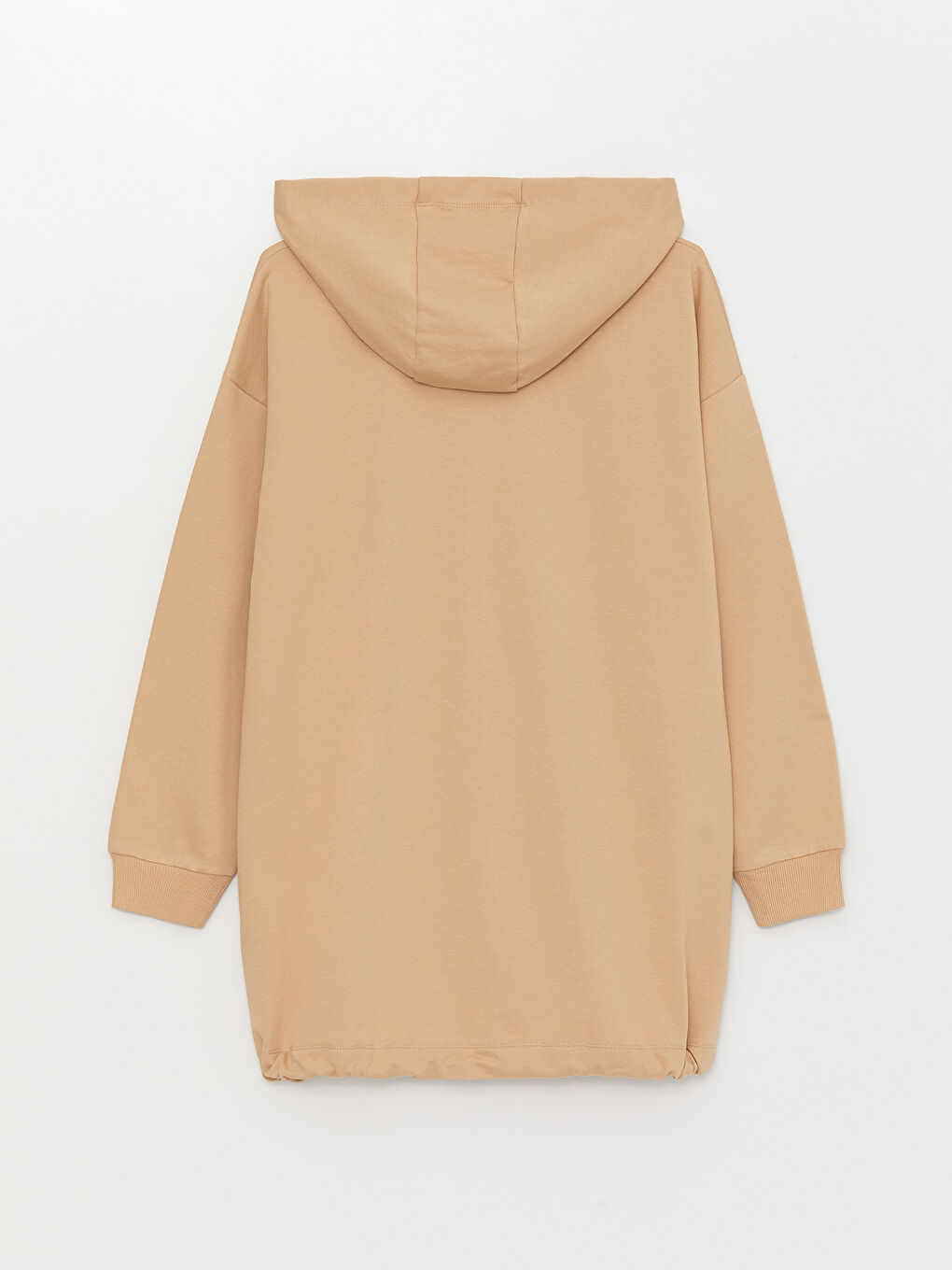 Bej Kapüşonlu Baskılı Uzun Kollu Oversize Kadın Spor Hırka-6