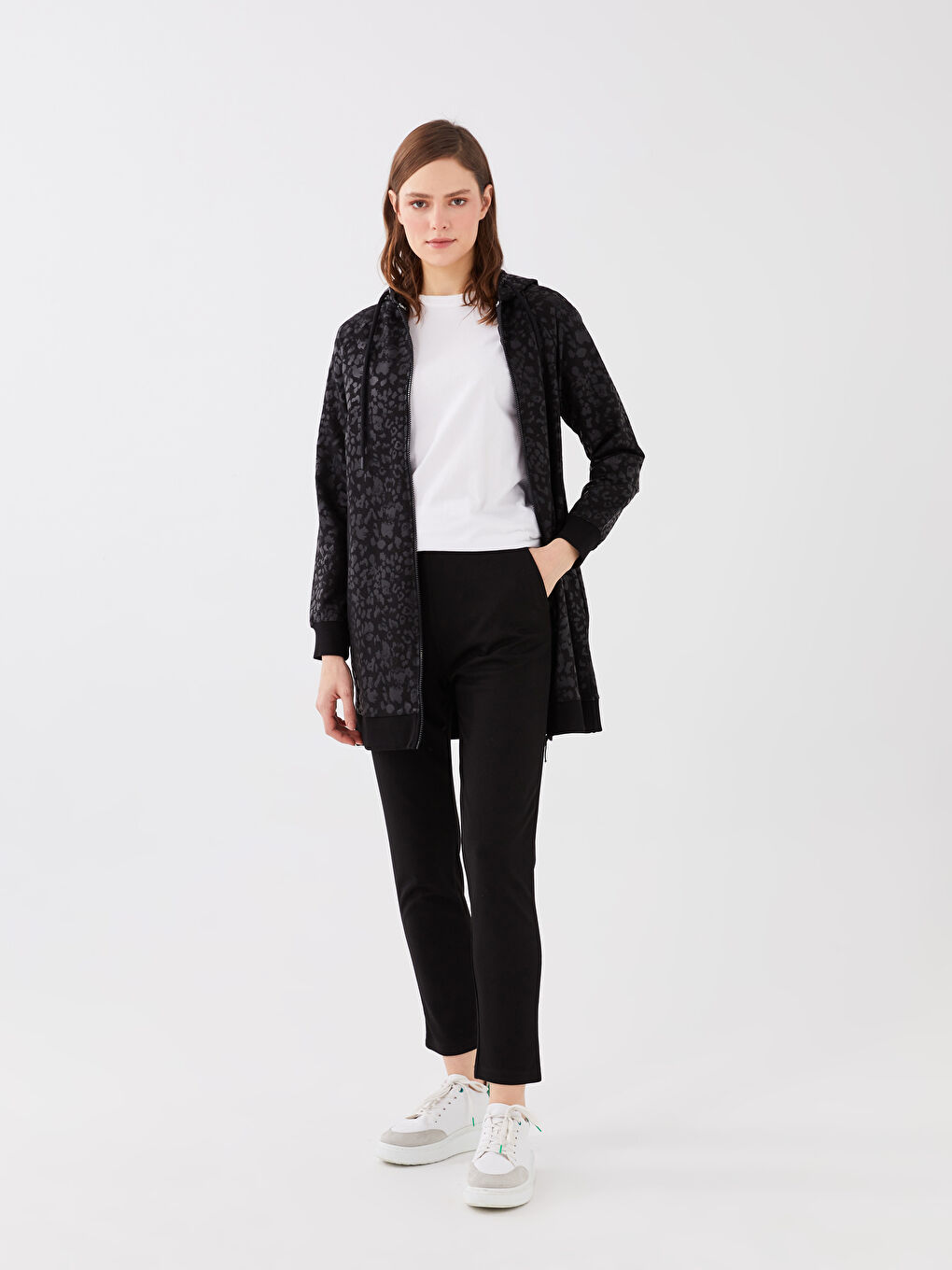 Siyah Kadın Beli Lastikli Düz Eşofman Altı