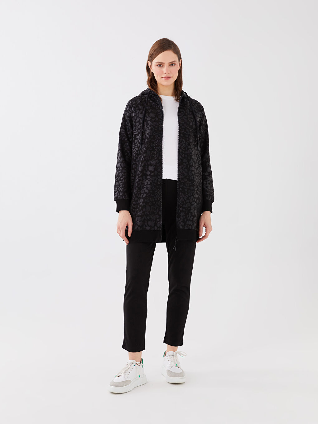 Siyah Kadın Beli Lastikli Düz Eşofman Altı-1