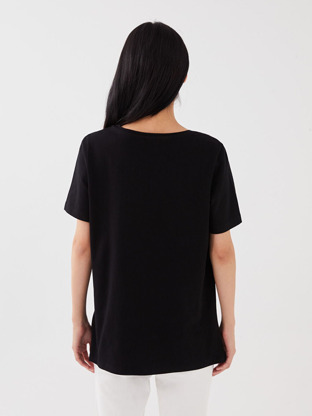 Siyah Bisiklet Yaka Atatürk Baskılı Kadın Tişört-4