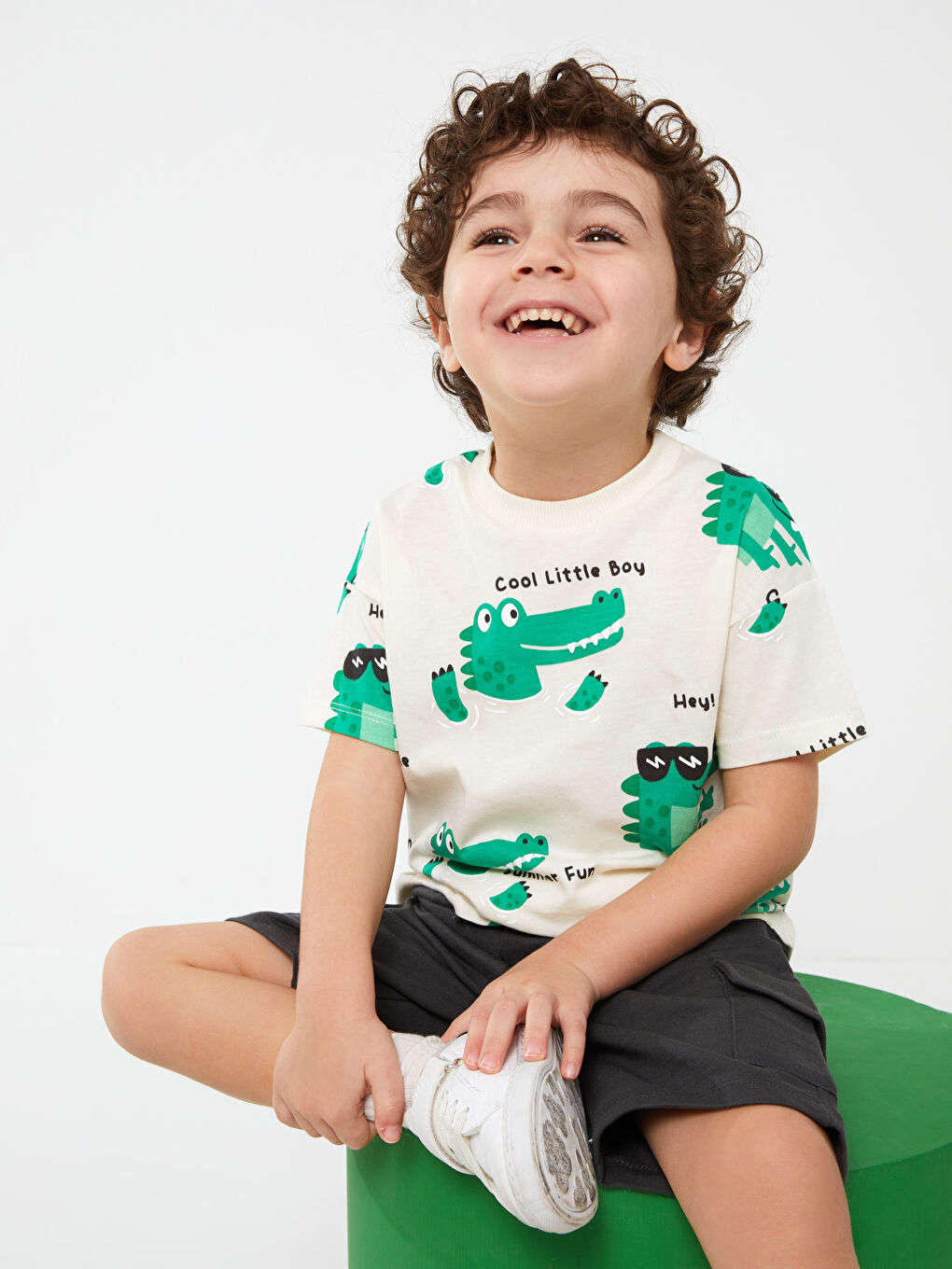 Crew Neck Short Sleeve Printed Baby Boys' T-Shirt