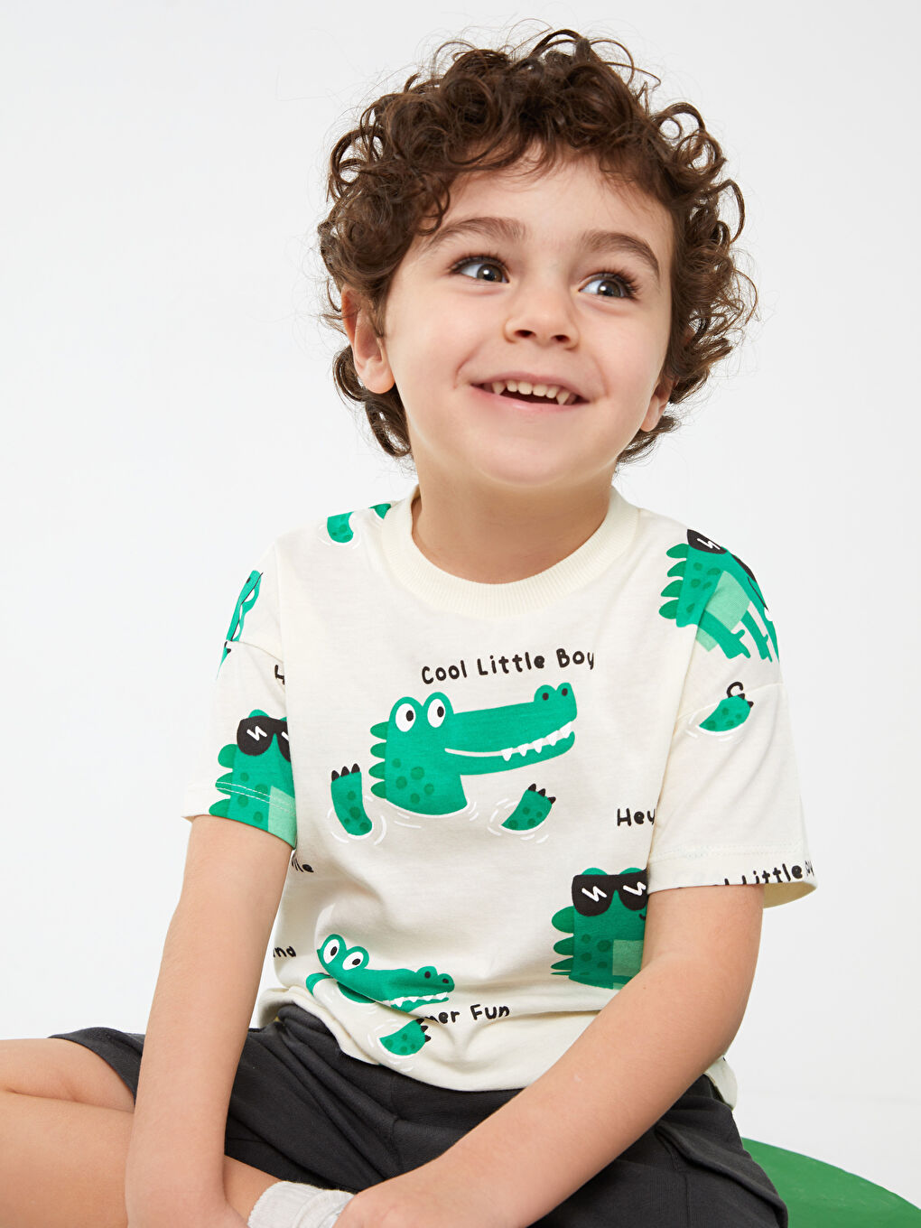Crew Neck Short Sleeve Printed Baby Boys' T-Shirt-1