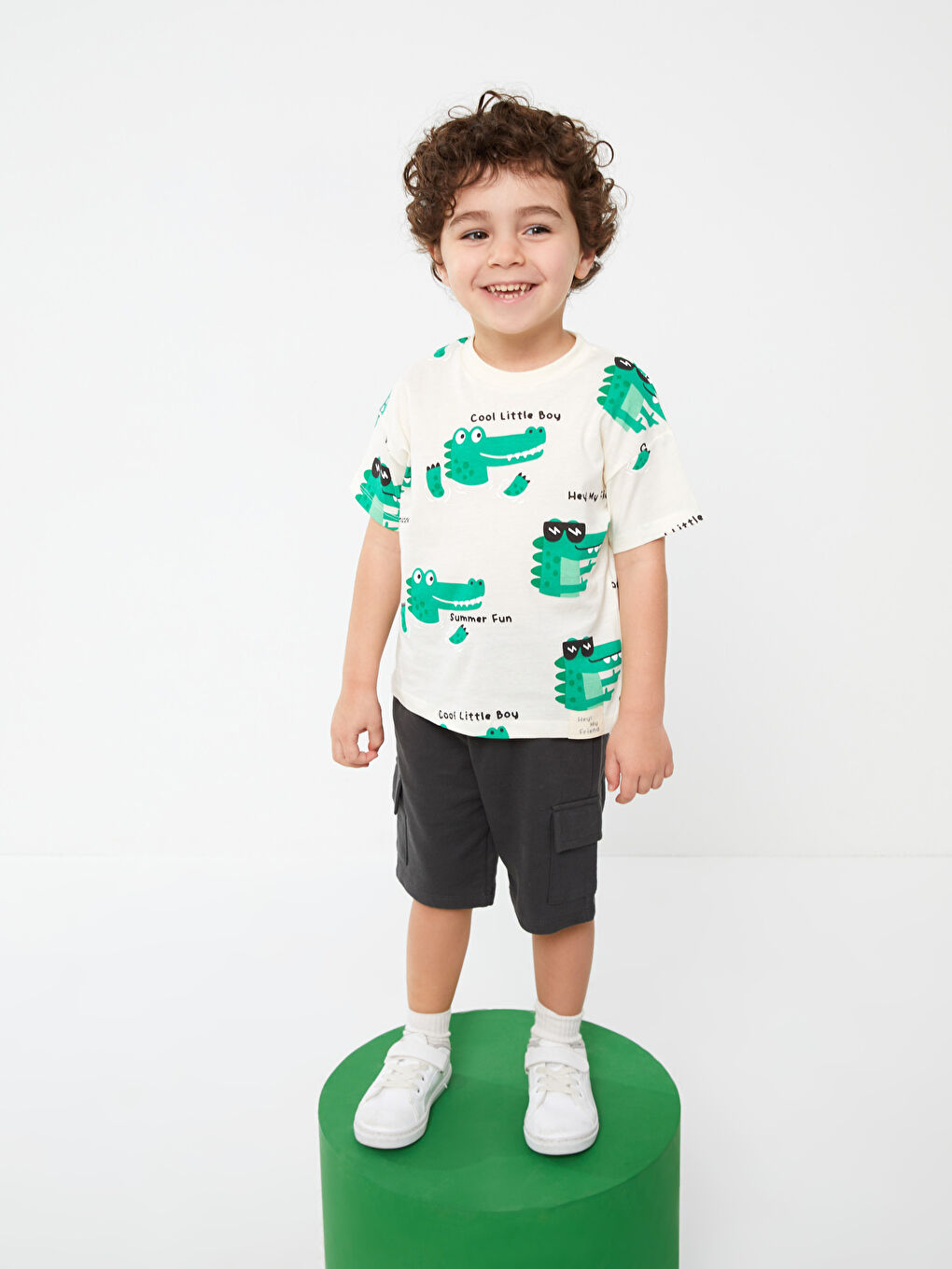 Crew Neck Short Sleeve Printed Baby Boys' T-Shirt-2