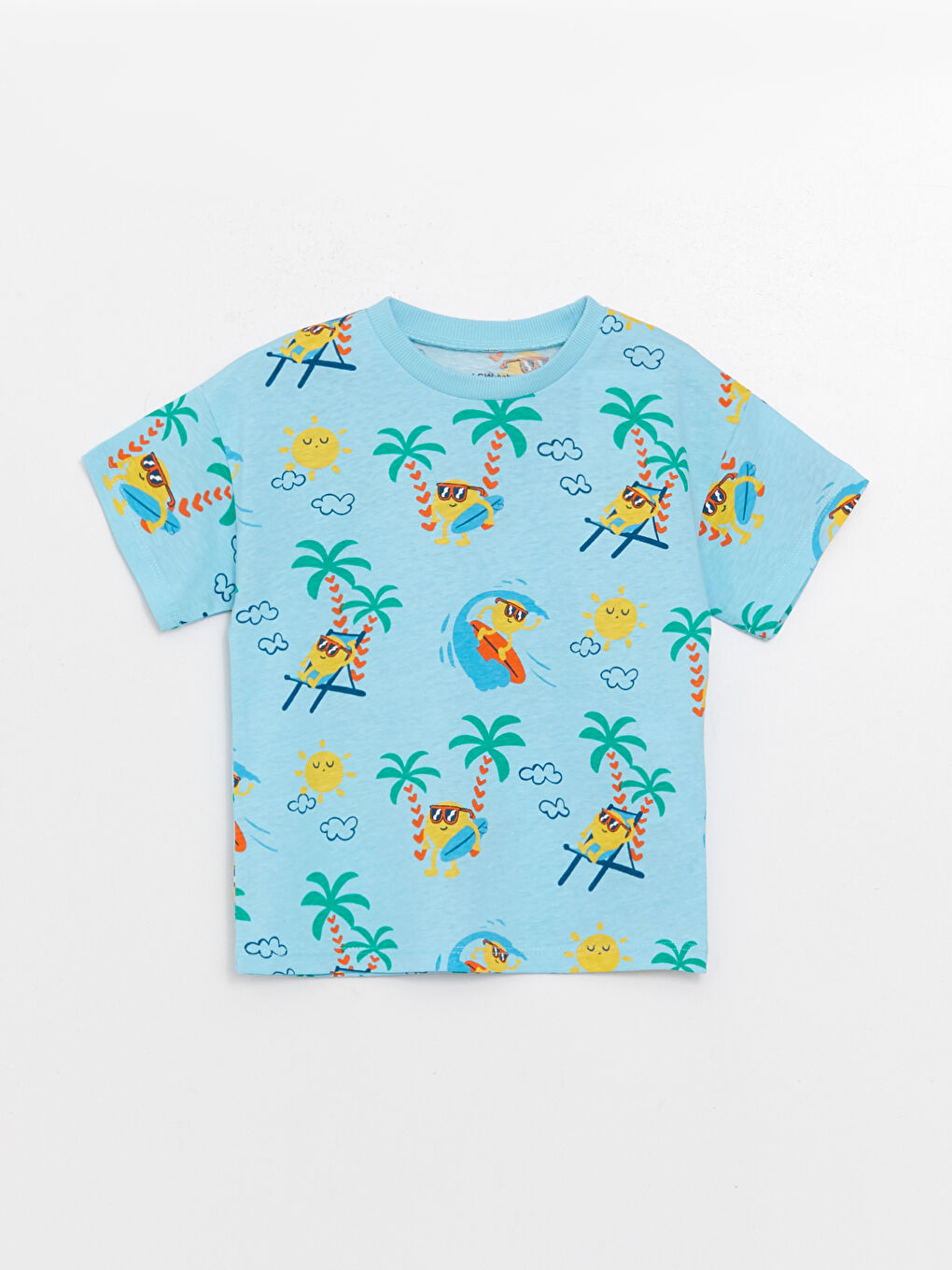 Mavi Bisiklet Yaka Baskılı Erkek Bebek Tişört