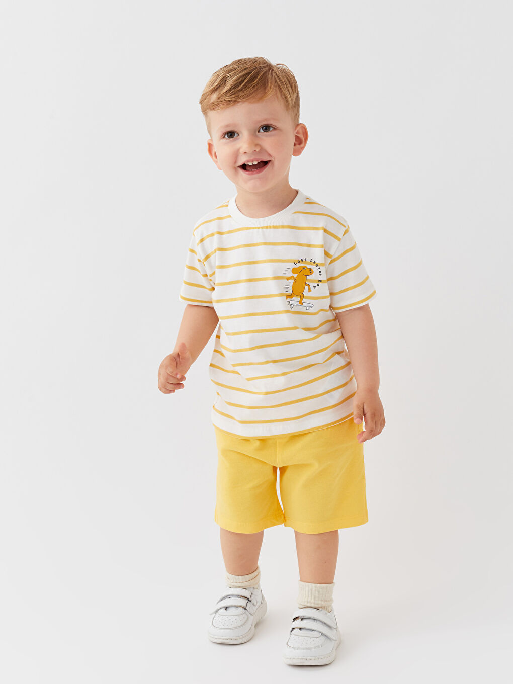 Футболка для малышей мальчиков в полоску с короткими рукавами и круглым вырезом-2
