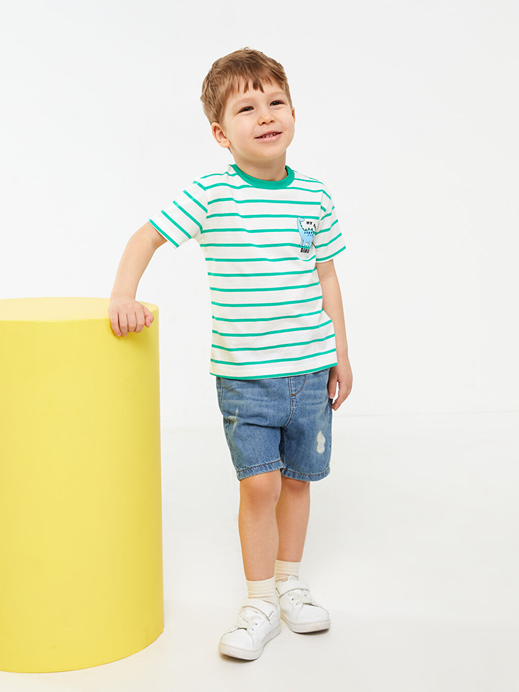 Crew Neck Short Sleeve Striped Baby Boys' T-Shirt-2