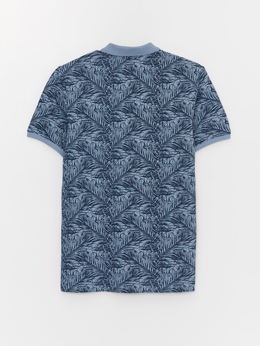 Lacivert Polo Yaka Kısa Kollu Desenli Pike Erkek Tişört-6