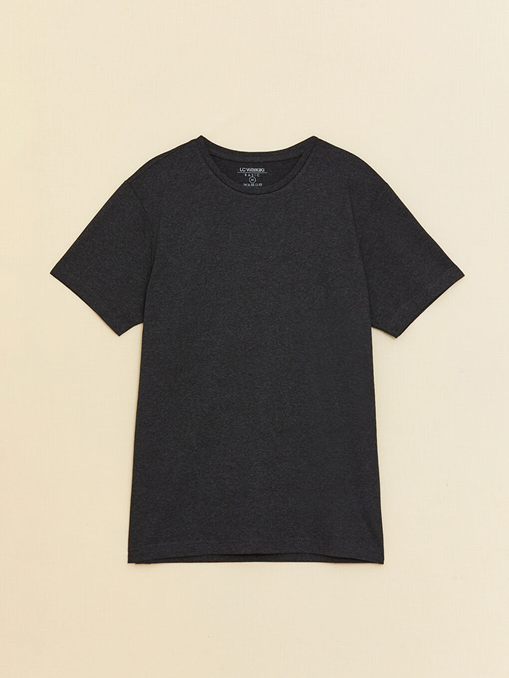 Antrasit Bisiklet Yaka Penye Erkek Tişört-5