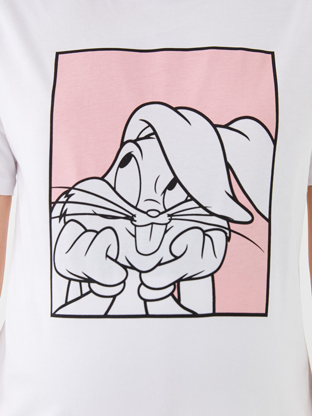 LCWAIKIKI Maternity Majica za trudnice sa okruglim izrezom, štampanim motivom Bugs Bunny, kratkim rukavima -S3FM12Z8-E5X