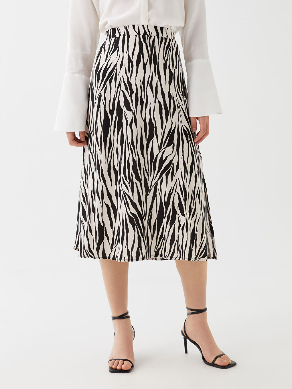 Elastic Waist Patterned A-Line Women's Skirt -S3FM24Z8-LQJ