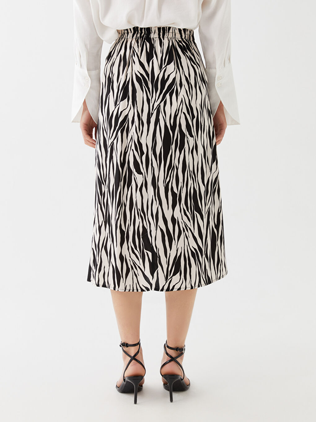 Elastic Waist Patterned A-Line Women's Skirt -S3FM24Z8-LQJ