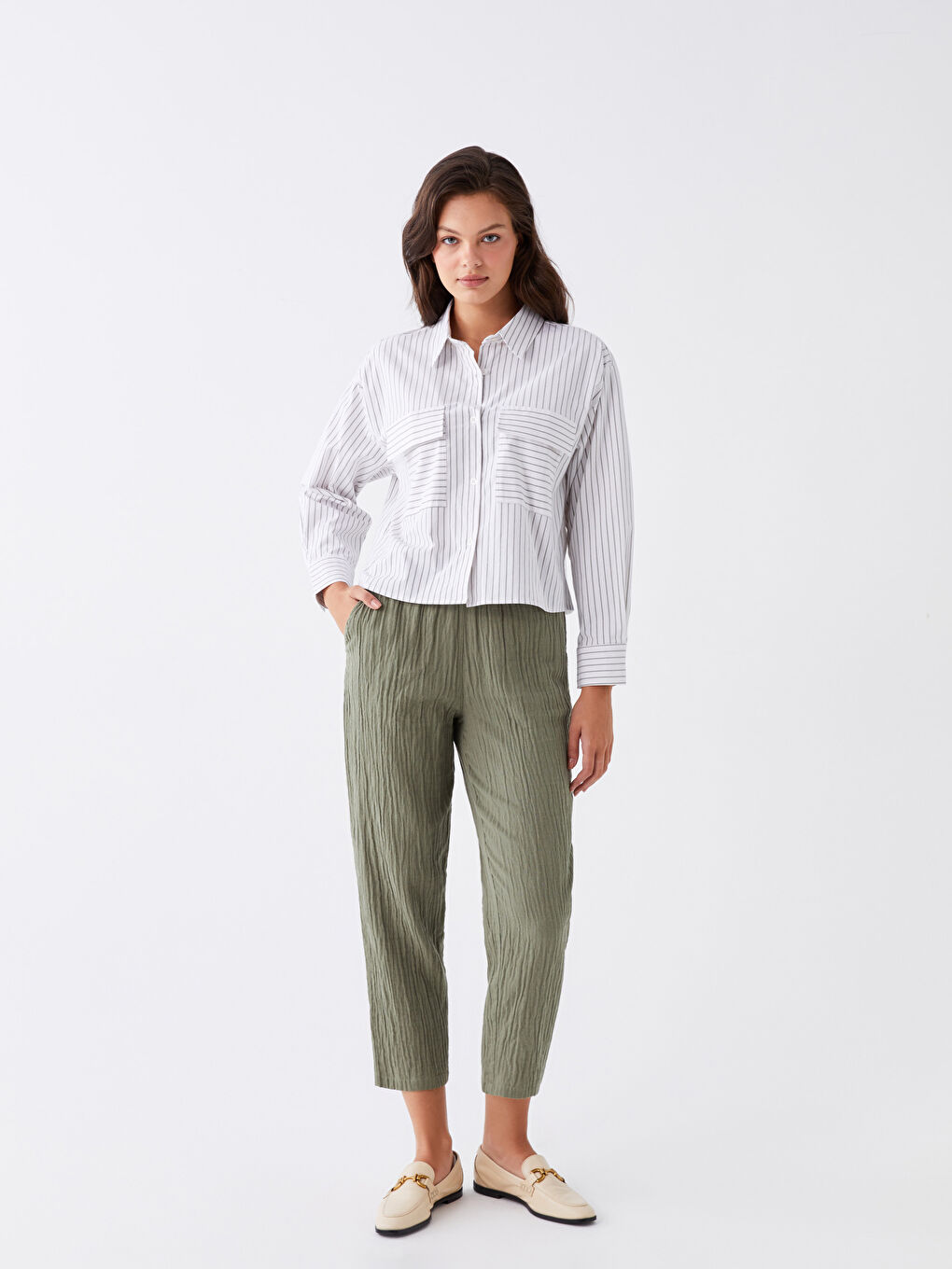 Elasticated Waist Loose Fit Muslin Women's Trousers