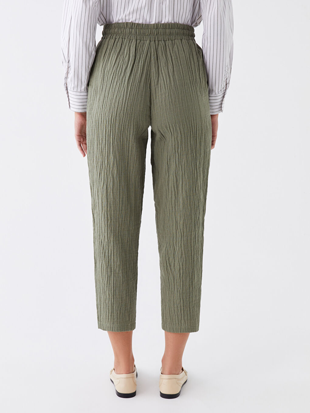 Elasticated Waist Loose Fit Muslin Women's Trousers-3