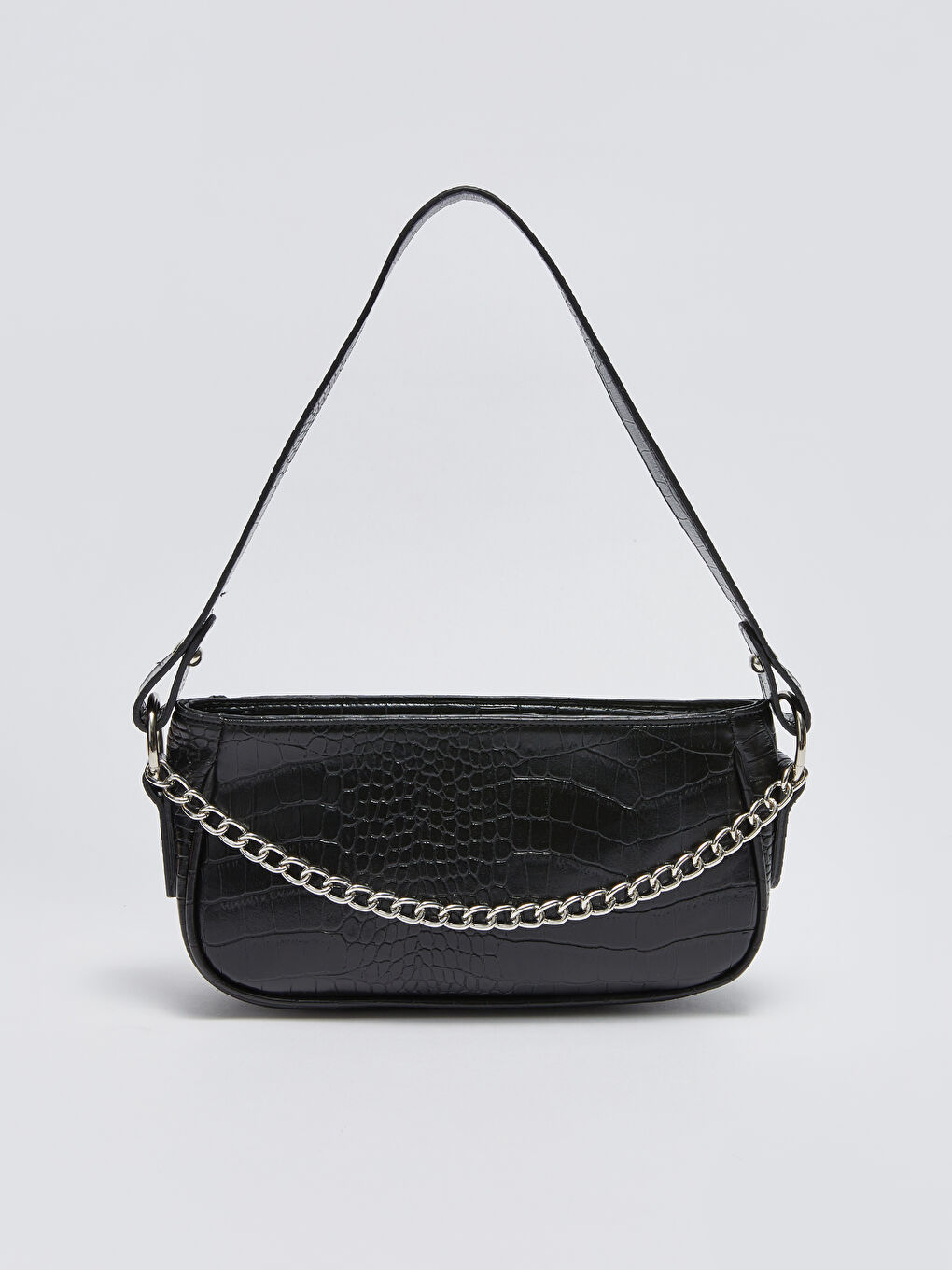 Сумка-багет Женская С Узором Под Крокодиловую Кожу-2